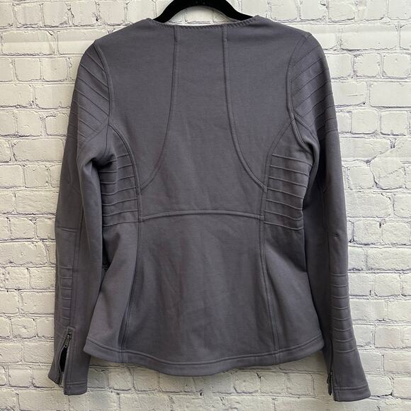 Athleta Moto Jacket Small Purple Asymmetric Full Zip Long Sleeve Textured Soft - Picture 4 of 8